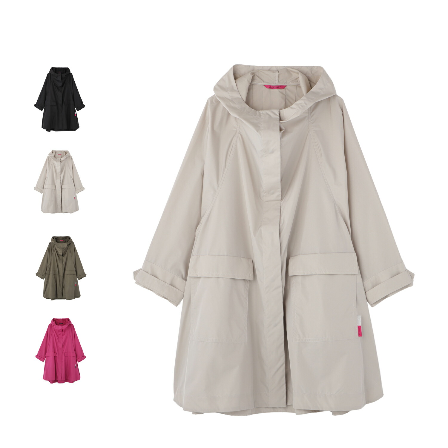 JILL STUART ジル スチュアート レインコート レインウェア レインポンチョ レディース 撥水 防水 収納袋付き ブラック ベージュ カーキ フューシャ 1JI 41001 母の日