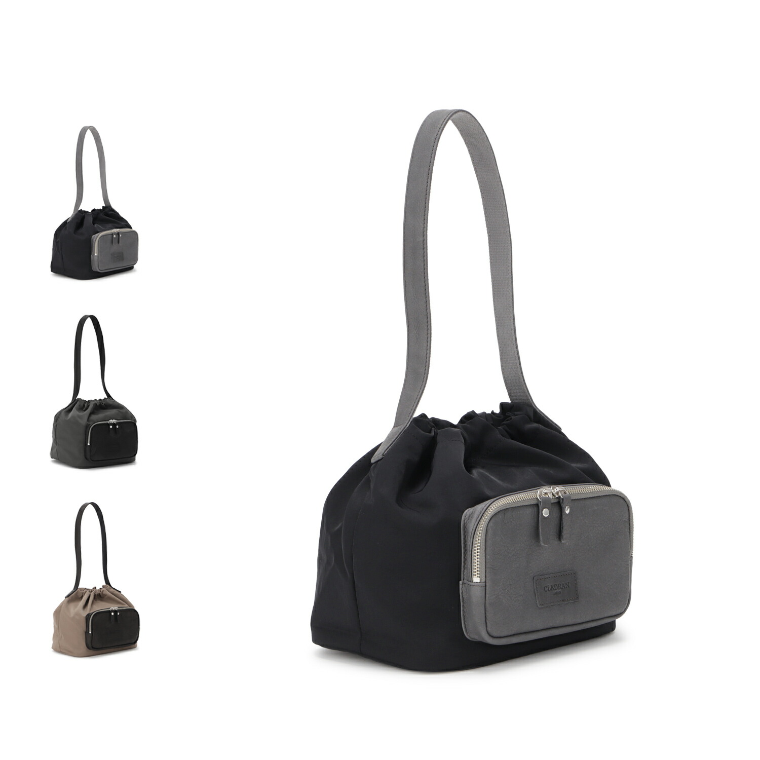 CLEDRAN LIMO ZIP POCKET TOTE クレドラン バッグ トートバッグ レディース 軽量 日本製 ブラック グレー ダーク ベージュ 黒 CL3962 母の日