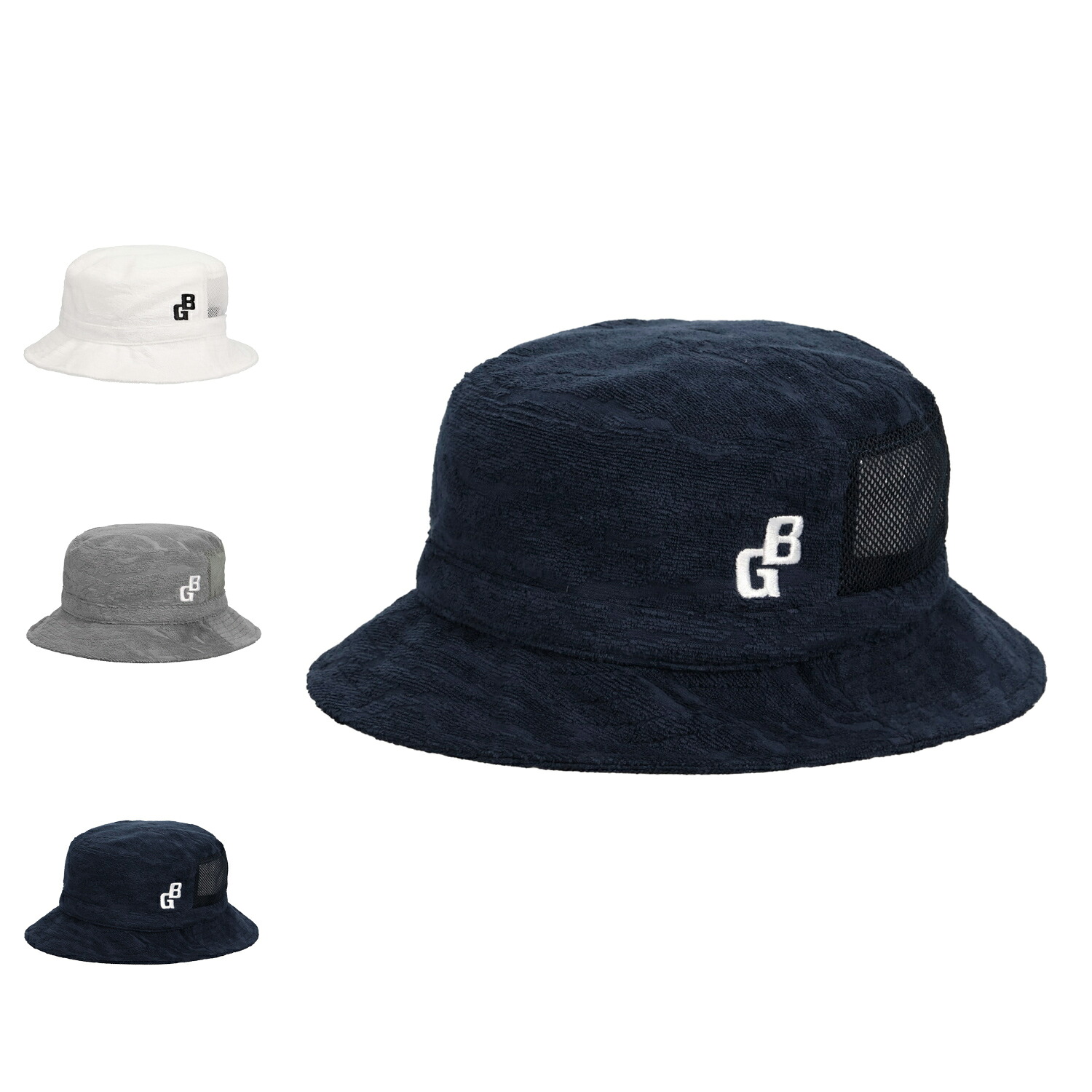 BRIEFING CR MS PILE CAMO JQ BG LOGO HAT ブリーフィング ゴルフ ハット 帽子 バケットハット メンズ レディース つば広 折りたたみ 洗える ホワイト クレー ネイビー 白 BRG261MG6｜Findoriy