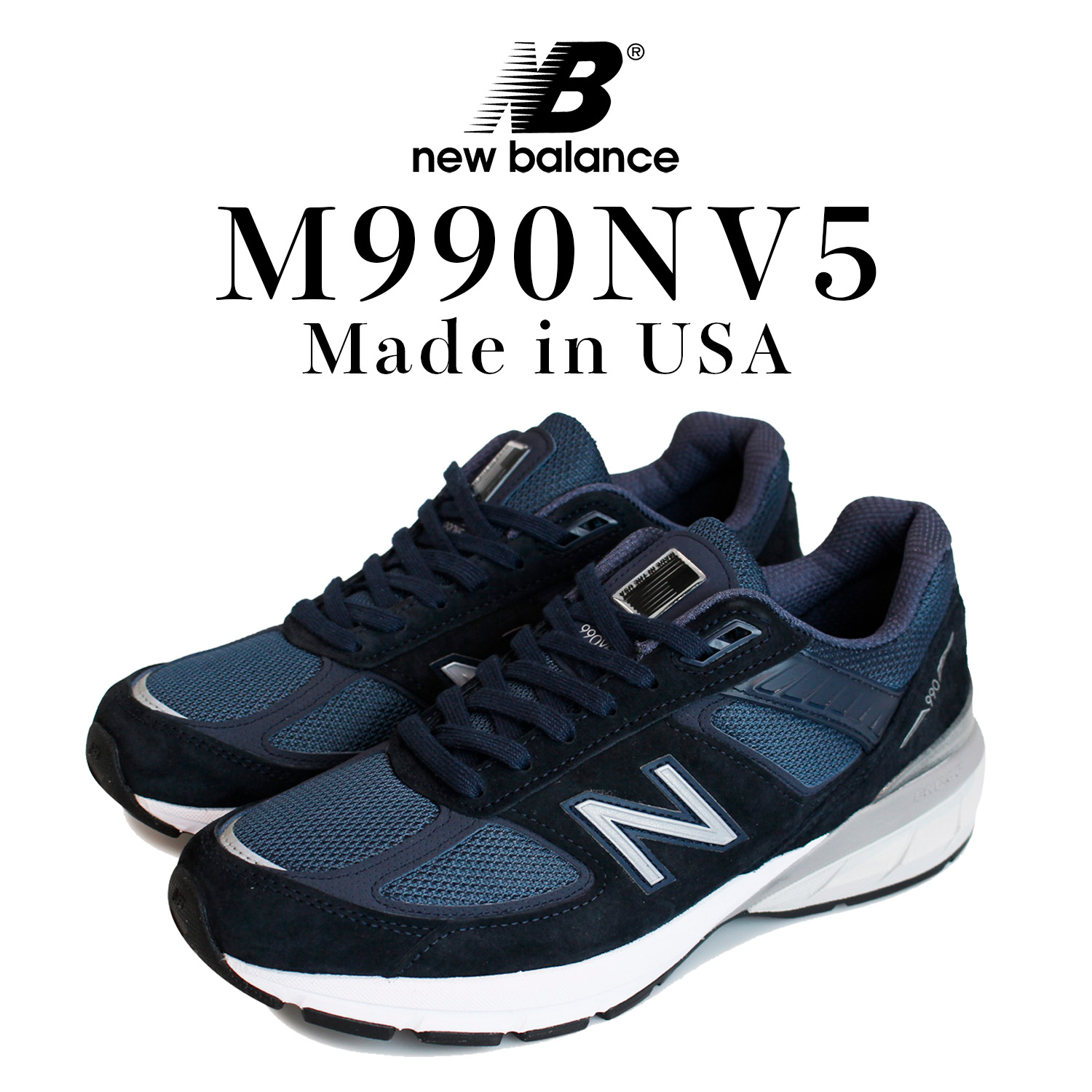 new balance ニューバランス 990 V5 スニーカー メンズ Dワイズ MADE IN USA ネイビー M990NV5