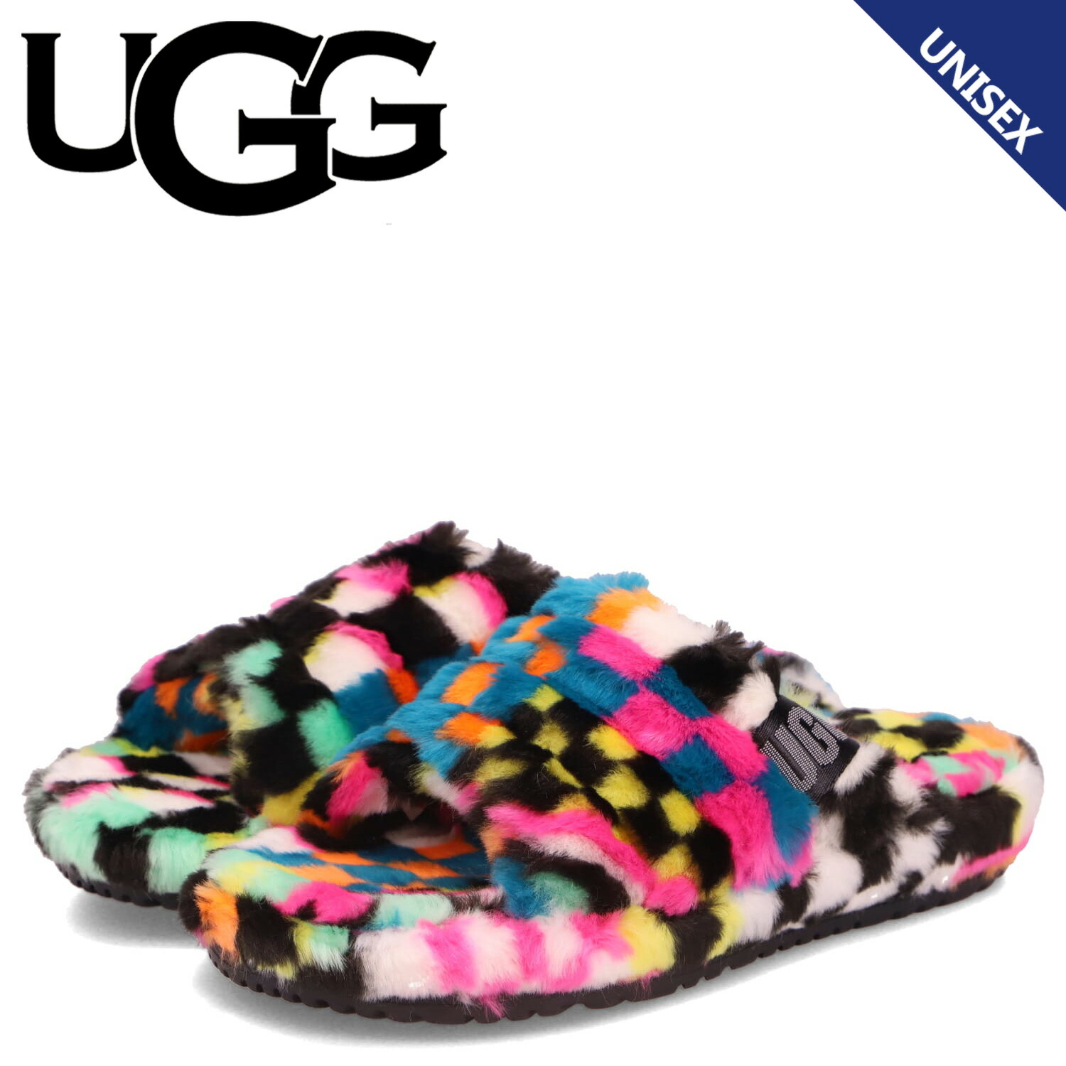 Ugg Fluff You アグ レディース サンダル Checks マルチ メンズ フラッフ ファー ユー チェックス スライド