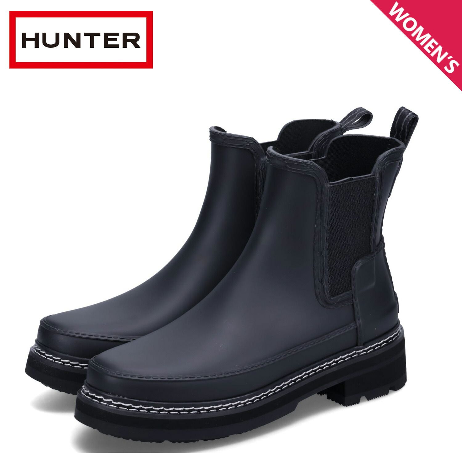 HUNTER ORIGINAL CHELSEA レインブーツ ブラック 23cm HUNTER 長靴 レインブーツ WOMENS ORIGINAL CHELSEA レディース