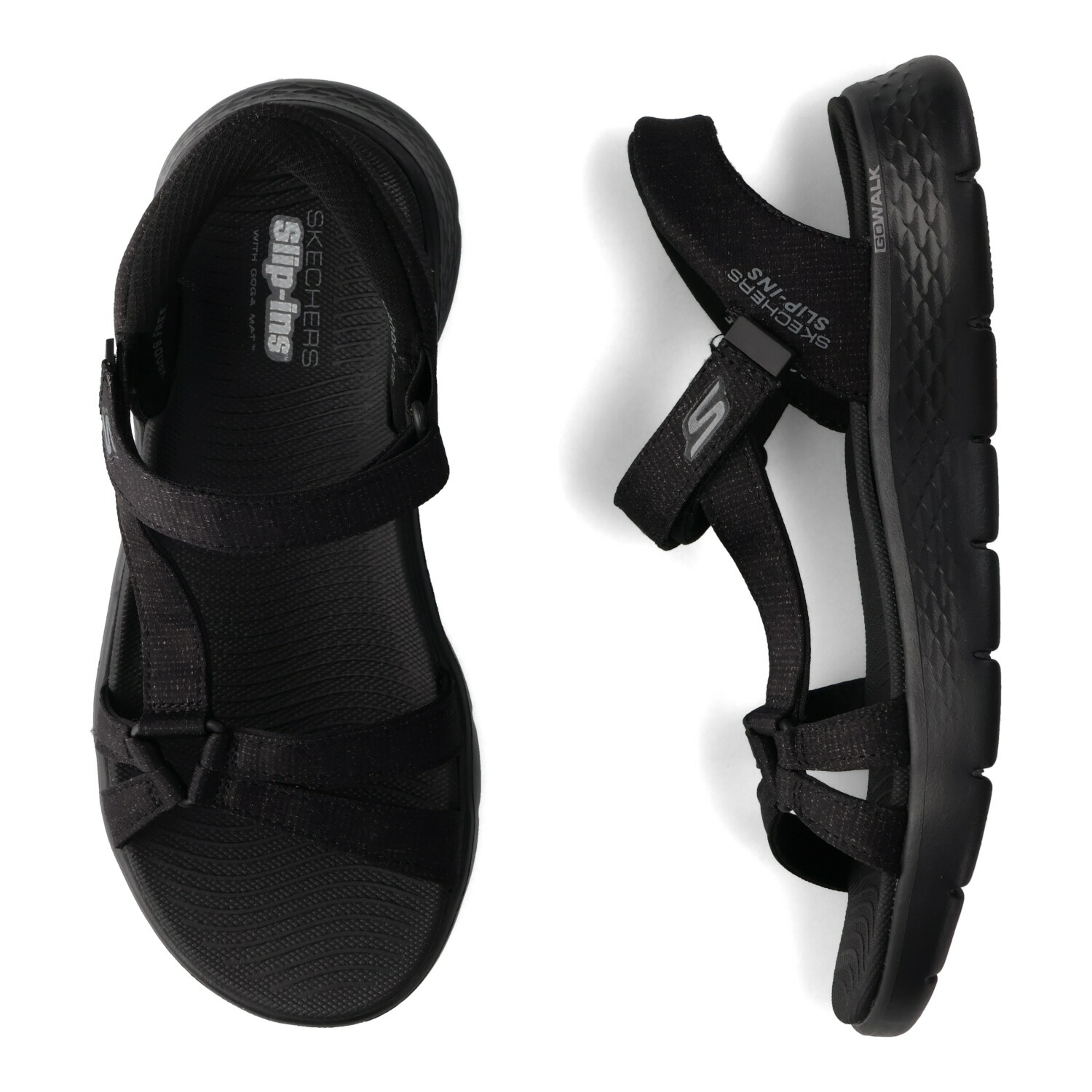 【最大1000円OFFクーポン】 SKECHERS Slip-ins GO WALK FLEX SANDAL ILLUMINATE スケッチャーズ スリップインズ ゴーウォーク フレックス サンダル スポーツサンダル レディース ブラック 黒 141481|Findoriy