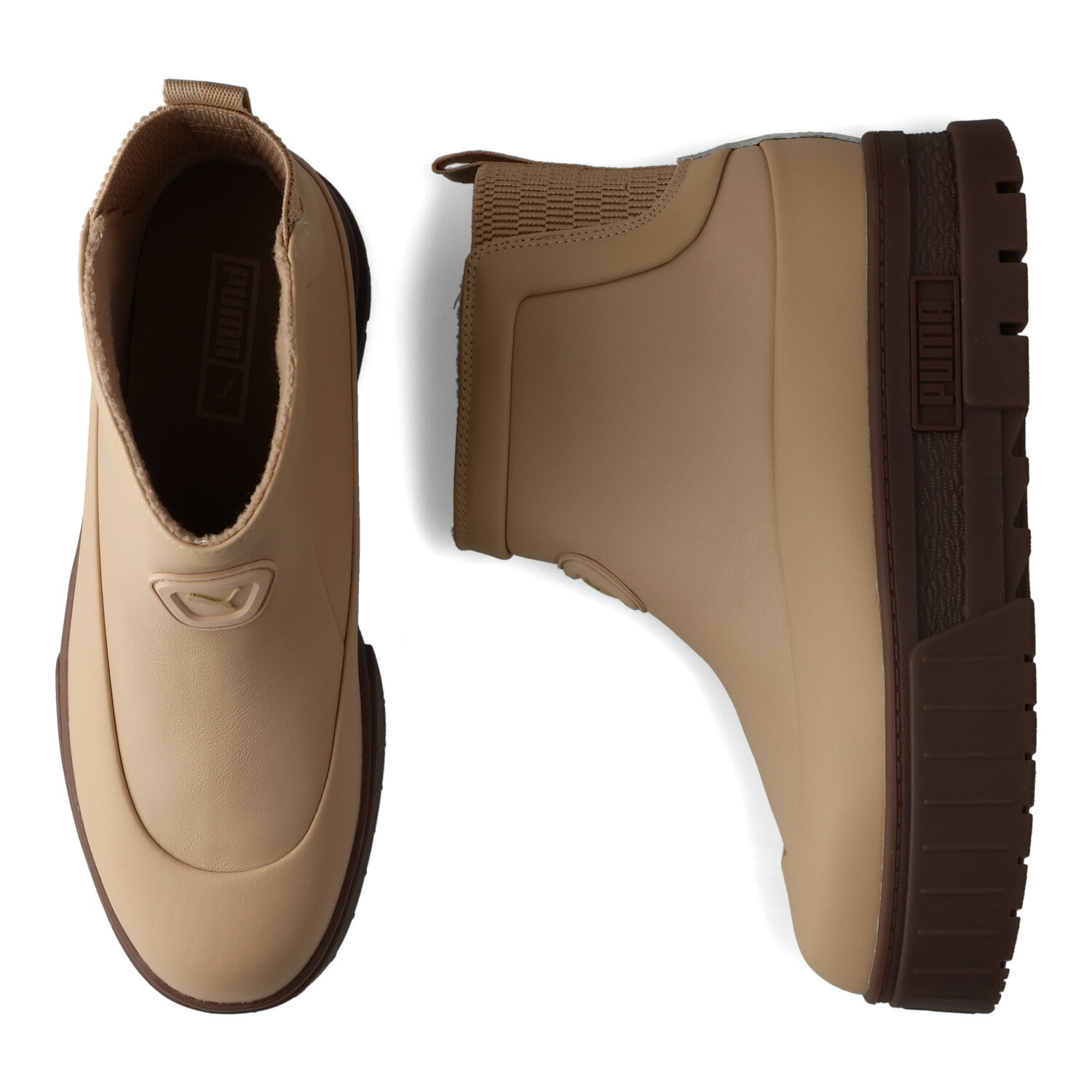 PUMA MAYZE WELLIS BOOT LTH WNS プーマ ブーツ ショートブーツ メイズ ウェリス レザー レディース 厚底 ベージュ 398535 母の日