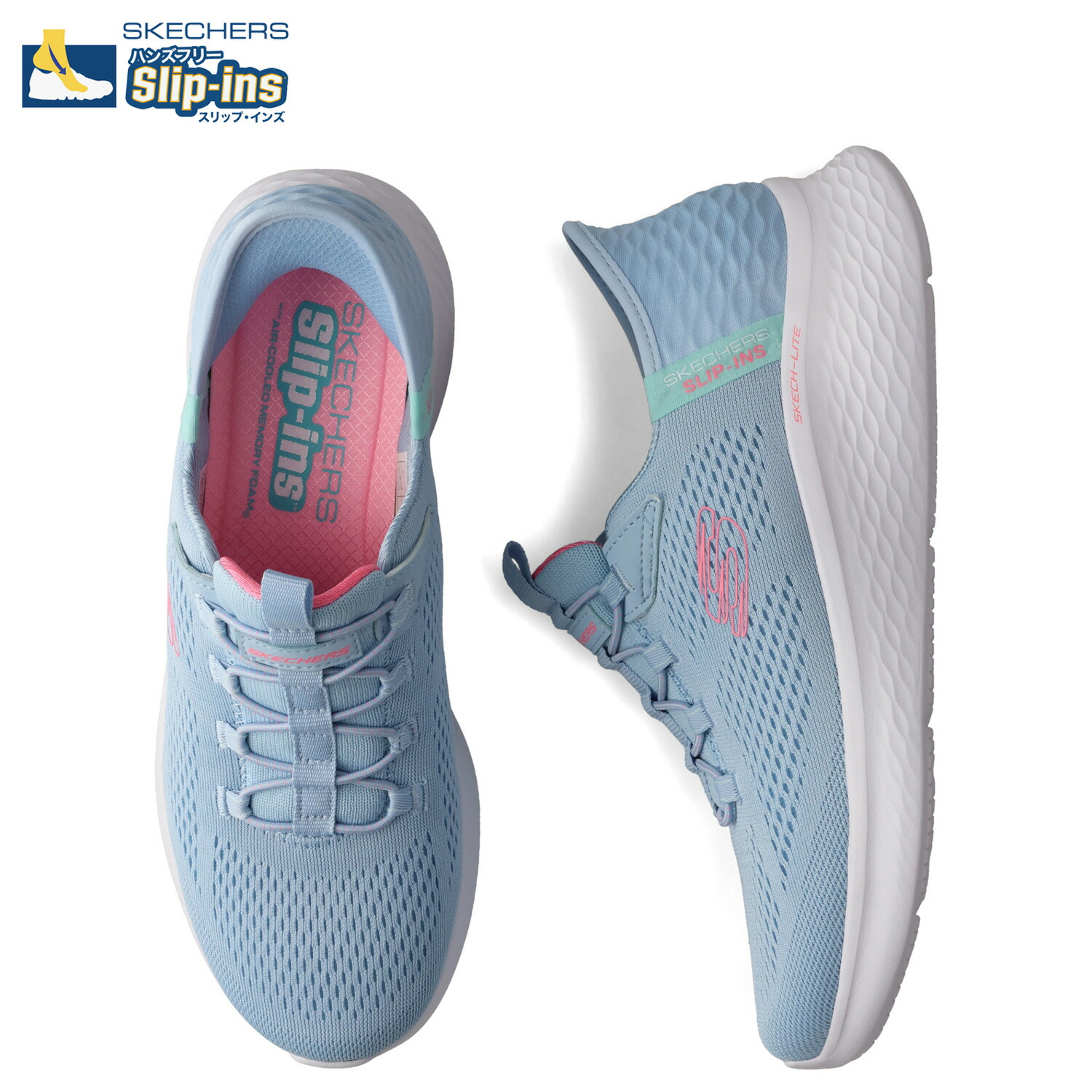 【最大1000円OFFクーポン】 SKECHERS SLIP-INS SKECH LITE PRO TRUE STORY スケッチャーズ スリップインズ スケッチライト プロ トゥルー ストーリー スニーカー レディース 軽量 ライト ブルー 150017|Findoriy