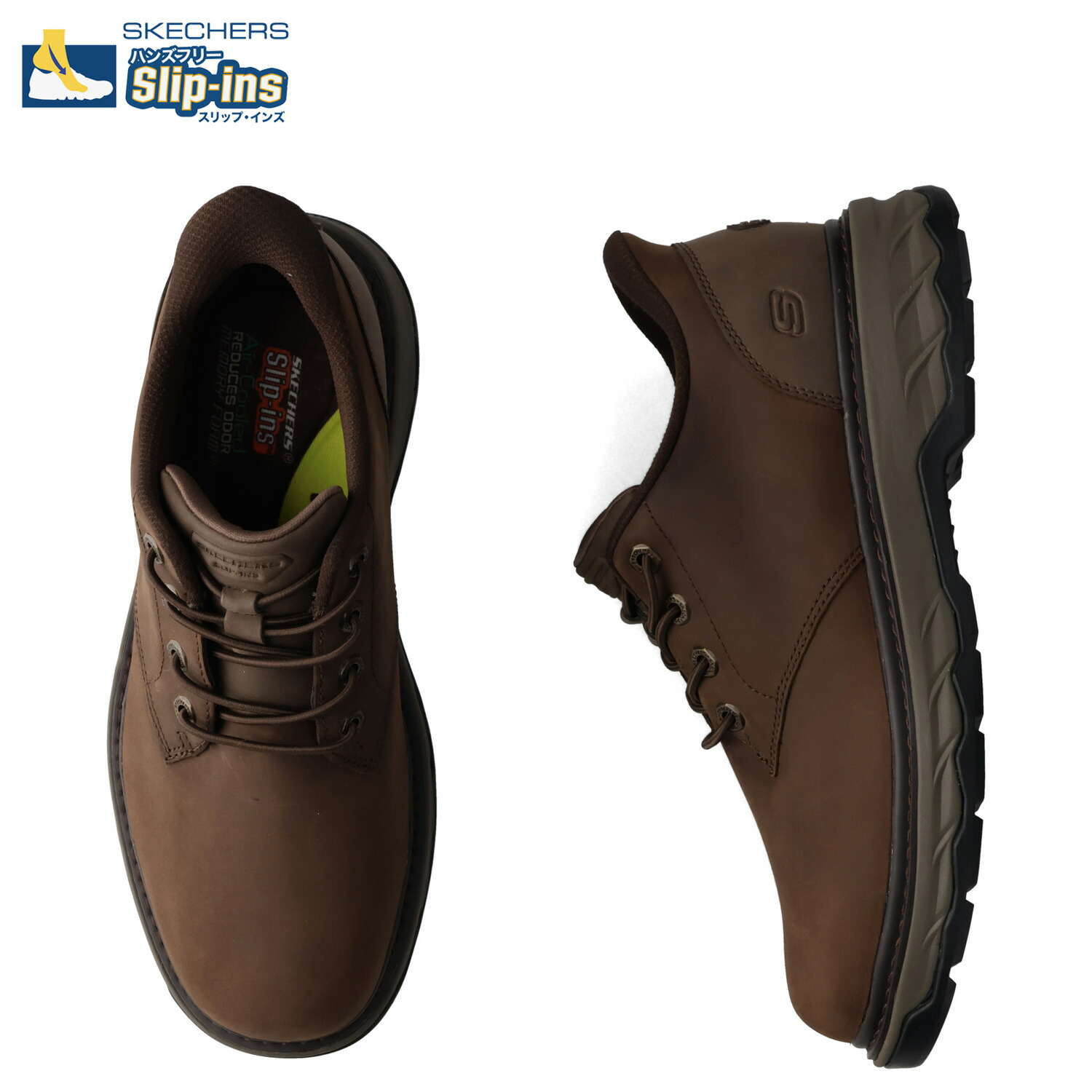 【最大1000円OFFクーポン】 SKECHERS SLIP-INS LOCKETT スケッチャーズ 革靴 スリップインズ リラックスドフィット スケッチャーズ ロケット ヒース スニーカー メンズ 本革 ダーク ブラウン 205307|Findoriy