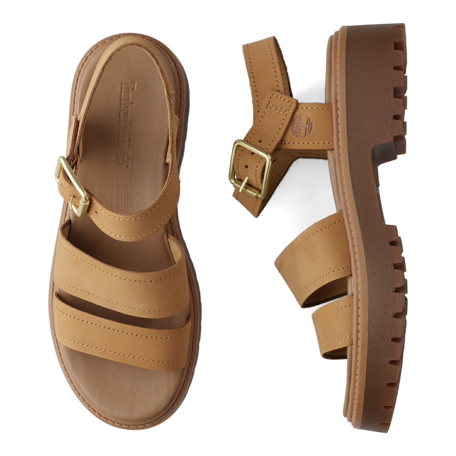 Timberland STONE STREET BACK STRAP ティンバーランド サンダル ストラップサンダル ストーン ストリート バックストラップ レディース レザー 厚底 ブラウン A2EJM 母の日｜詳細画像