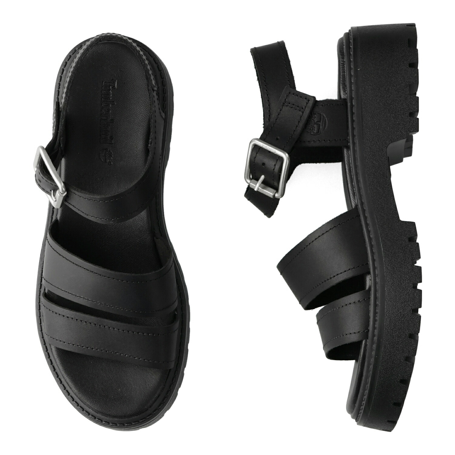 Timberland STONE STREET BACK STRAP ティンバーランド サンダル ストラップサンダル ストーン ストリート バックストラップ レディース レザー 厚底 ブラック 黒 A2EJM 母の日