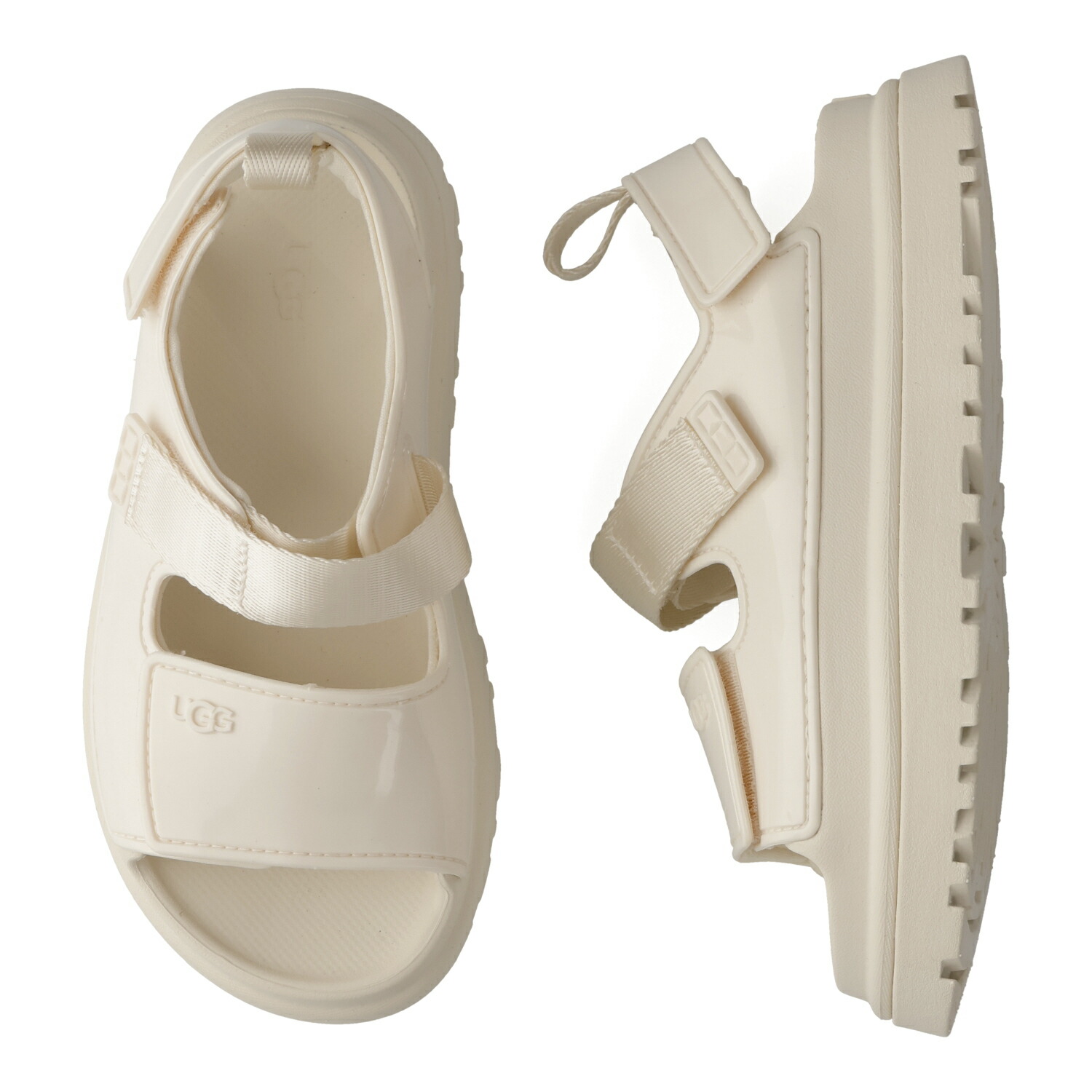 UGG K GOLDENGLOW GLOSSY SPARKLES アグ サンダル ストラップサンダル ゴールデングロウグロッシースパークルズ ベビー キッズ ベージュ 1178750K｜Findoriy