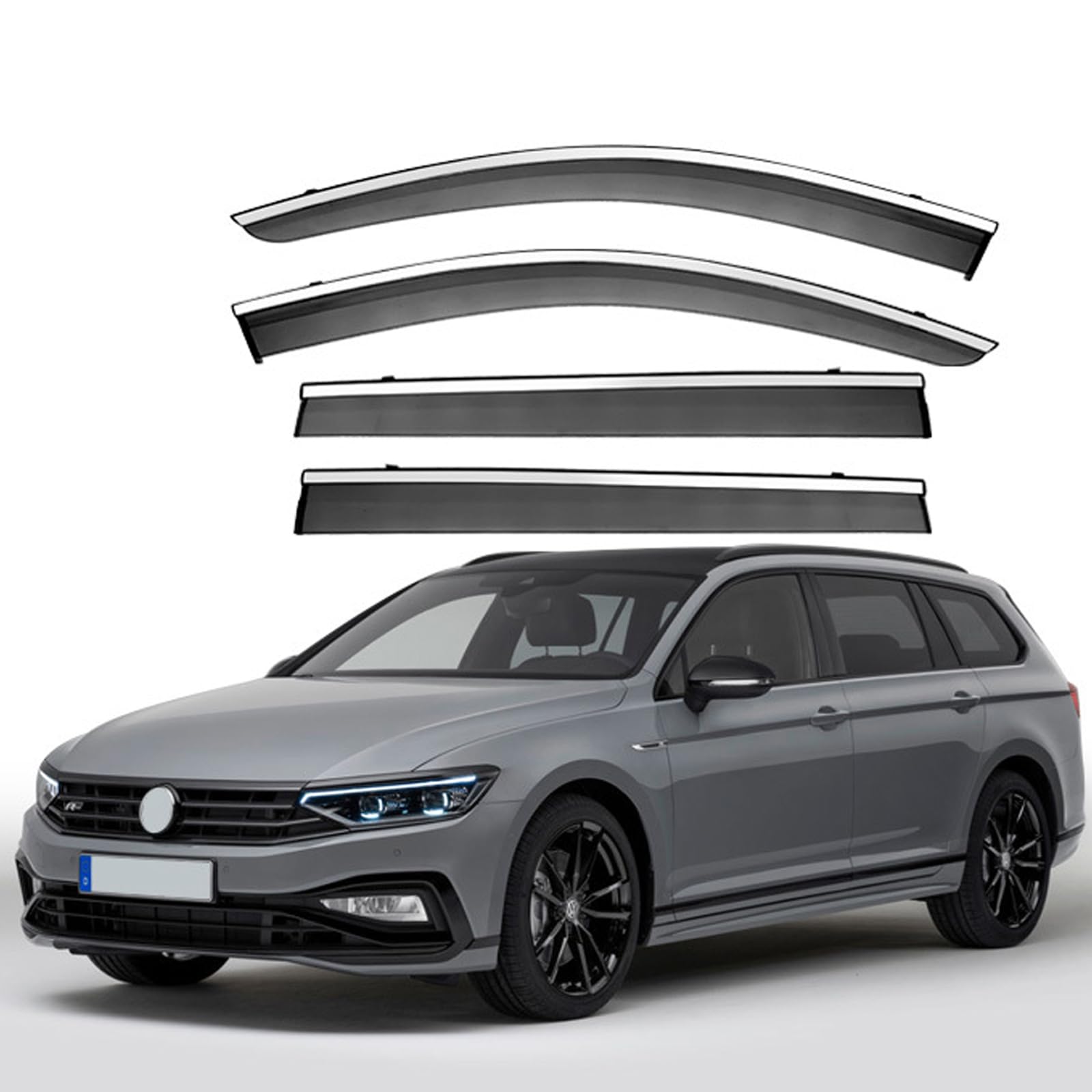 車用 サイドバイザー に適合 VW パサートトラベル版 B8 2016-2022 雨よけ カーウィンドデフレクターウィン ドアバイザー カーレインシールドデフレクターオーニング トリムカバー ベントガード