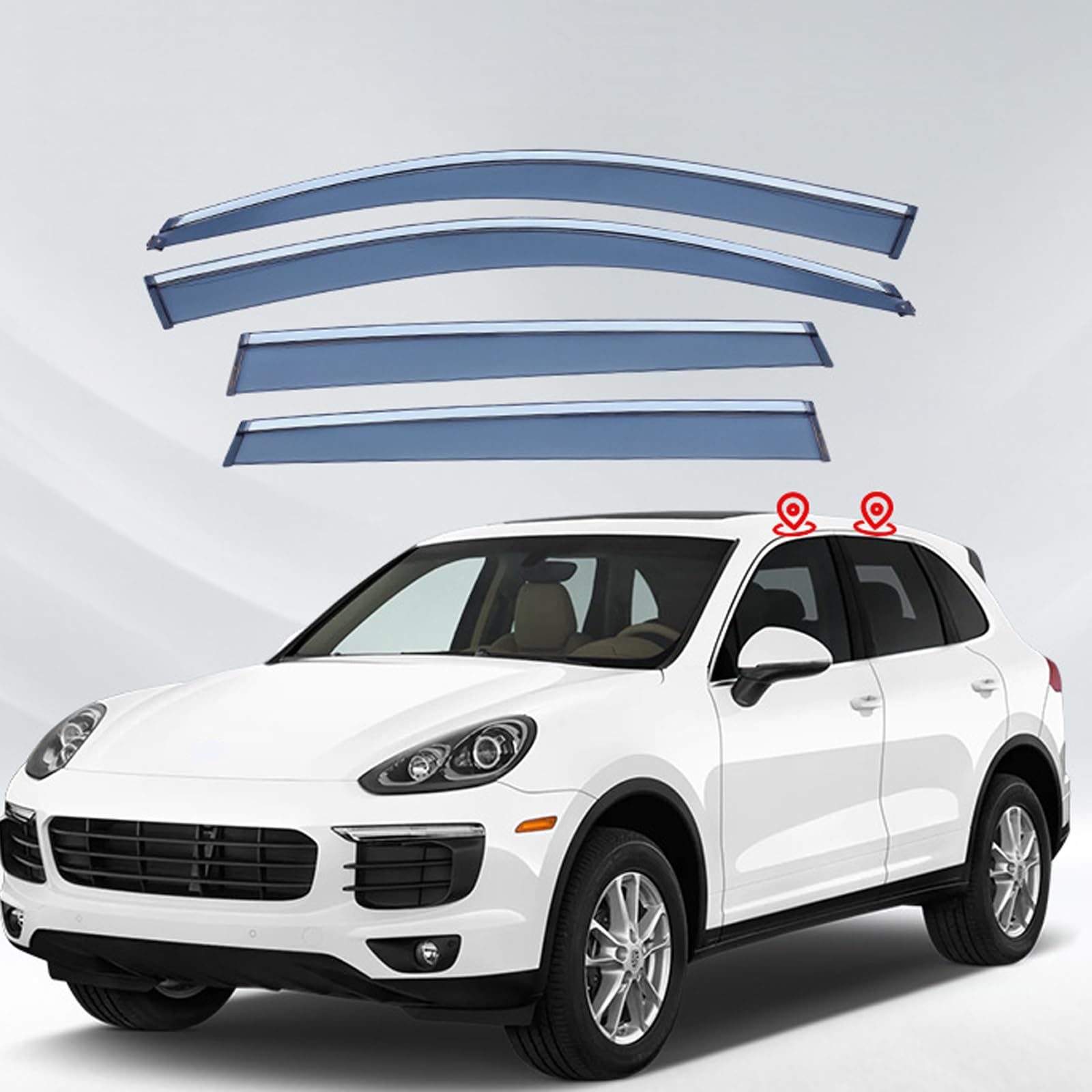 車用 サイドバイザー に適合 ポルシェ Cayenne 2011-2018 雨よけ カーウィンドデフレクターウィン ドアバイザー カーレインシールドデフレクターオーニングトリムカバーベントガード｜ビッグファーム