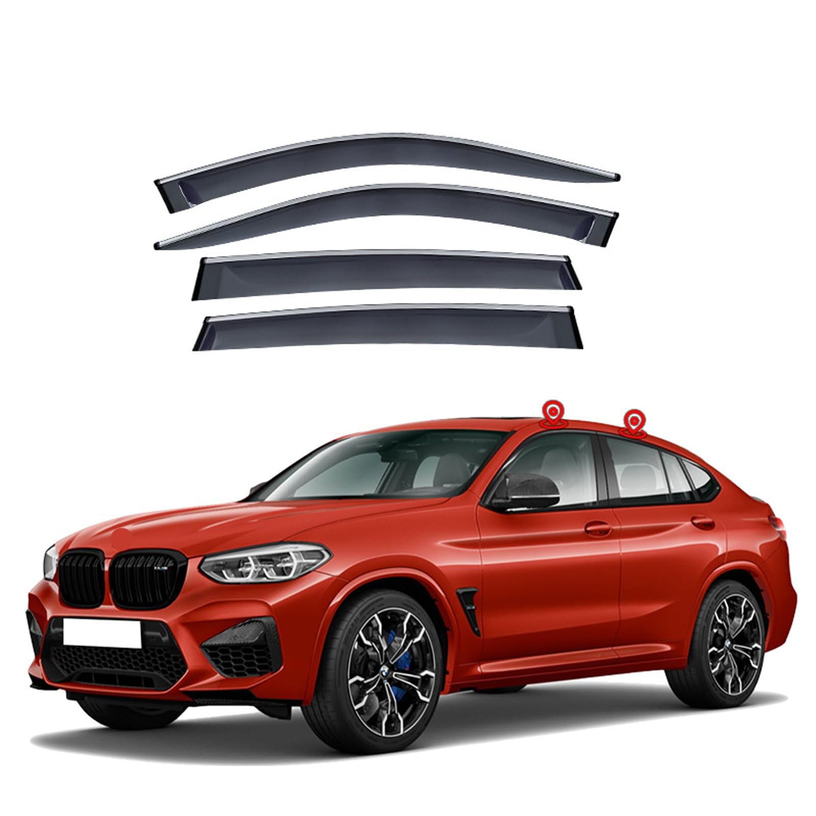 BMW X4 G02 2019+ サイドバイザー 半透明ブラック ドアバイザー カーレインシールド ダブル固定 外装ドレスアップパーツ 4枚セット｜ビッグファーム 7,882円