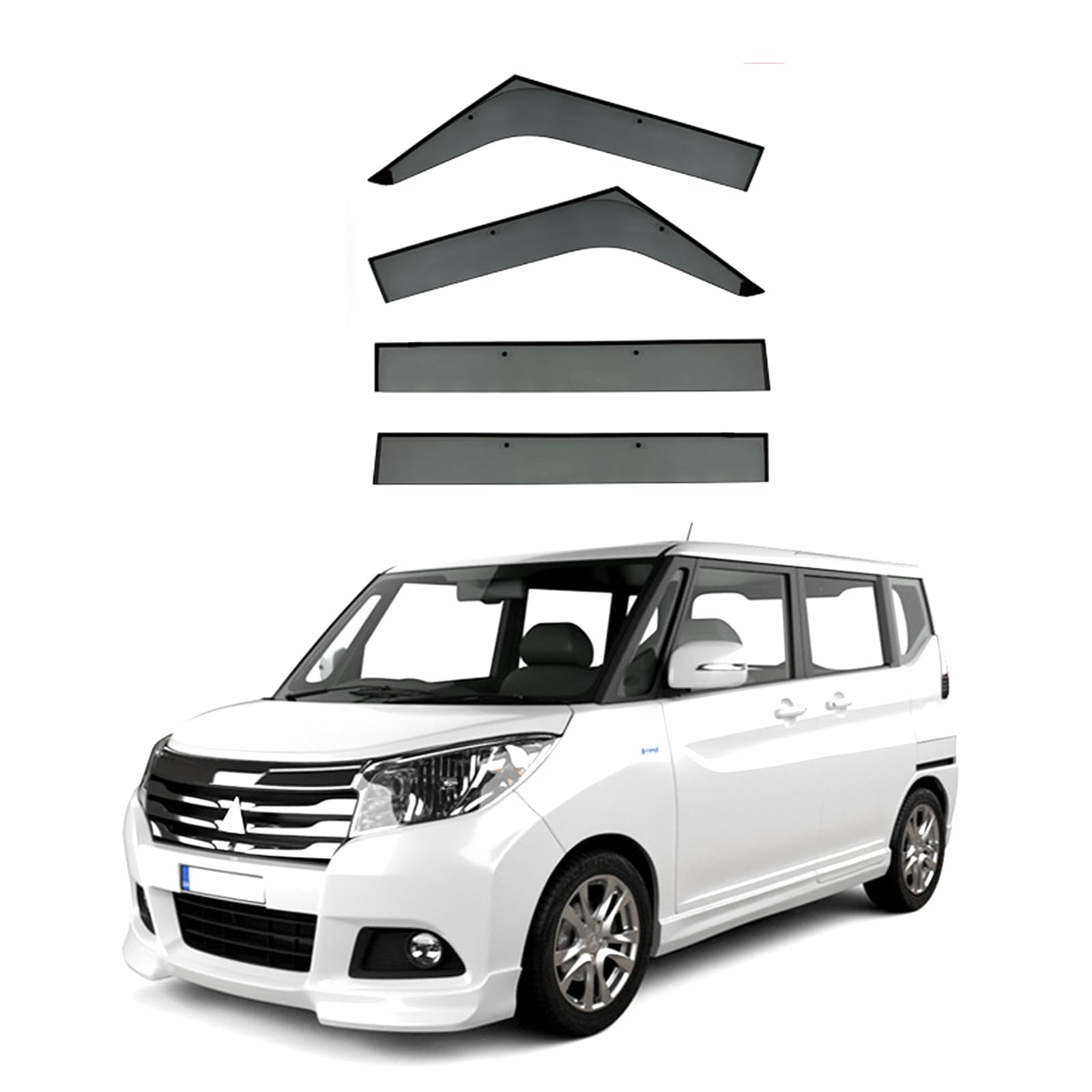 ドアバイザー 三菱 Delica D2 2011-2015 車用 サイドバイザー スモーク 運転席 助手席 サンバイザー 雨避け 雨よけ カーレインシールド 日避け 日よけ 車用 換気 窓 ドア窓 4枚｜ビッグファーム