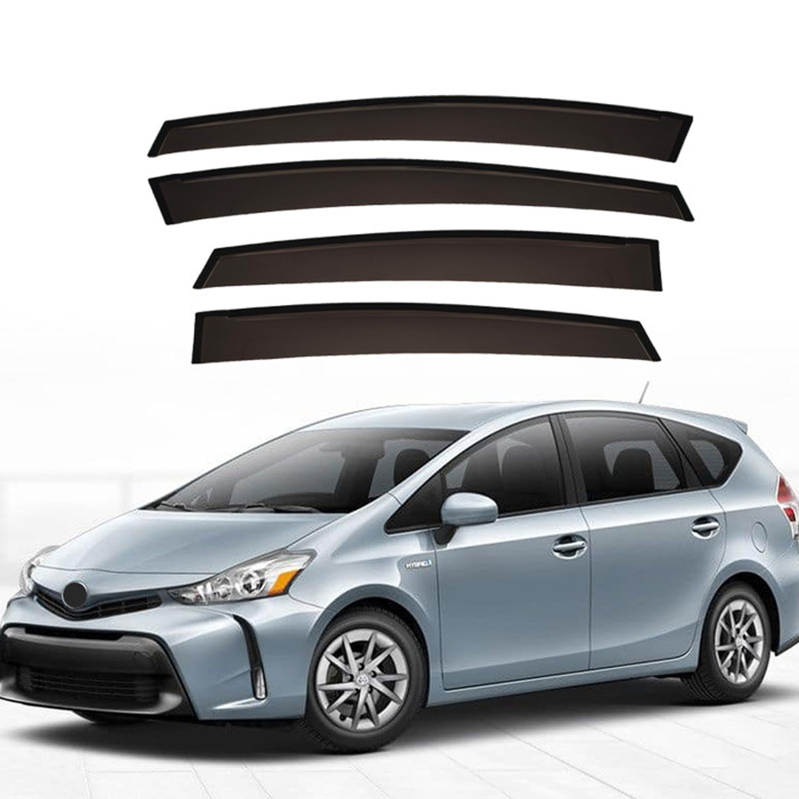 ドアバイザー ウインドウ トヨタ Prius V ZVW40 2011-2017 車用 サイドバイザー スモーク 運転席 助手席 サンバイザー 雨避け 雨よけ カーレインシールド 日避け 日よけ 車用 換気 窓 ドア窓 4枚