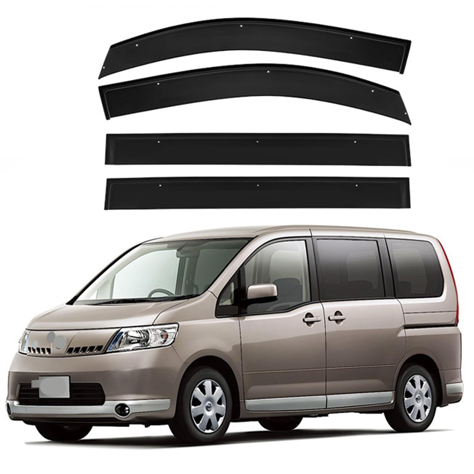 ドアバイザー 日産 セレナ C25 2005-2010 車用 サイドバイザー スモーク 運転席 助手席 サンバイザー 雨避け 雨よけ カーレインシールド 日避け 日よけ 車用 換気 窓 ドア窓 4枚｜ビッグファーム
