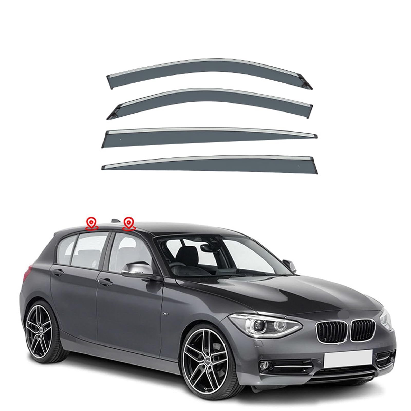 車用 サイドバイザー に適合 BMW 1 シリーズ ハッチバック F20 2012-2018 ドアバイザー バイザー ドアバイザー 車種専用設計 カーレインシールドウィンドウバイザー 車日除け 雨 カー装飾【4枚 】|ビッグファーム