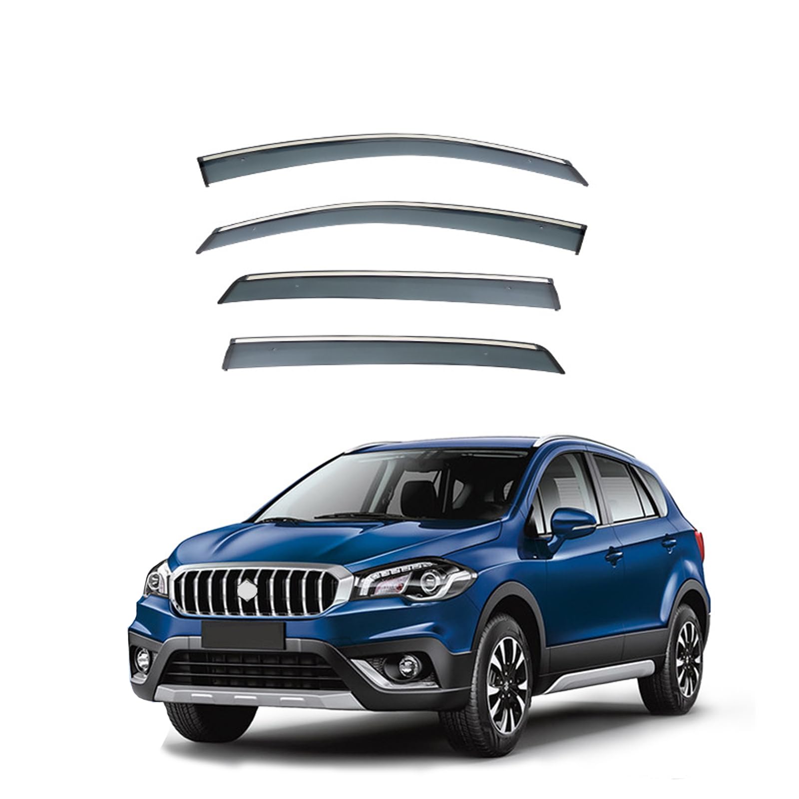 スズキ SX4 S-CROSS 2013-2020 車用 サイドバイザー 半透明ブラック ドアバイザー 雨よけ カーレインシールド ダブル固定 外装ドレスアップパーツ 4枚セット