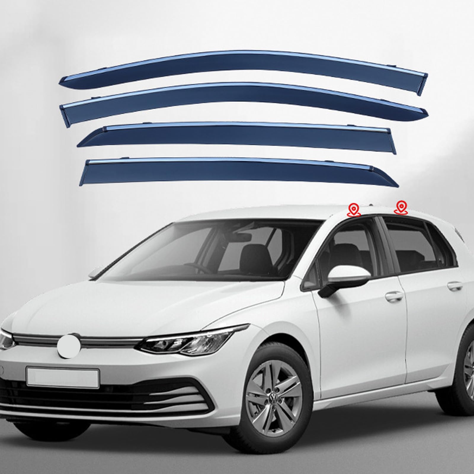 VW GOLF 8 2020- ドアバイザー 半透明ブラック 車用 サイドバイザー 半透明ブラック カーレインシールド 雨よけ スポーツ バイザー 外装パーツ カーアクセサリー