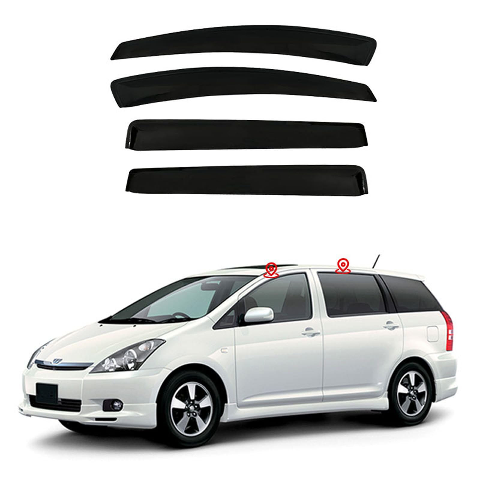 トヨタ ウィッシュ 10 2003-2008 ドアバイザー 車種専用設計 車用 サイドバイザー スモーク 雨よけ カーレインシールド 固定 4枚セット サンバイザー ウィンドウ｜ビッグファーム