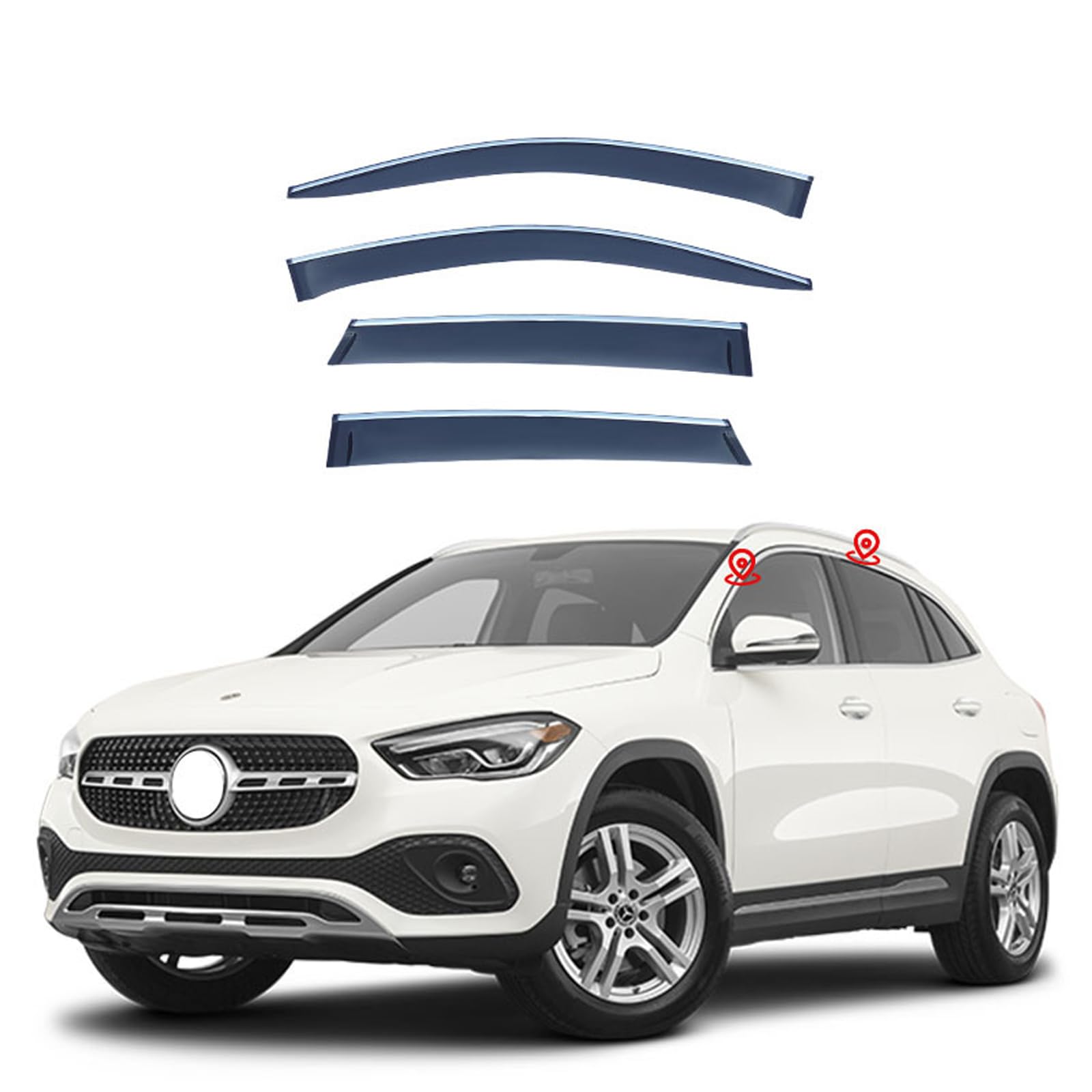 車用 サイドバイザー に適合 ベンツ GLA 2014-2019 ドアバイザー バイザー ドアバイザー 車種専用設計 カーレインシールドウィンドウバイザー 車日除け 雨 カー装飾【4枚 】｜ビッグファーム