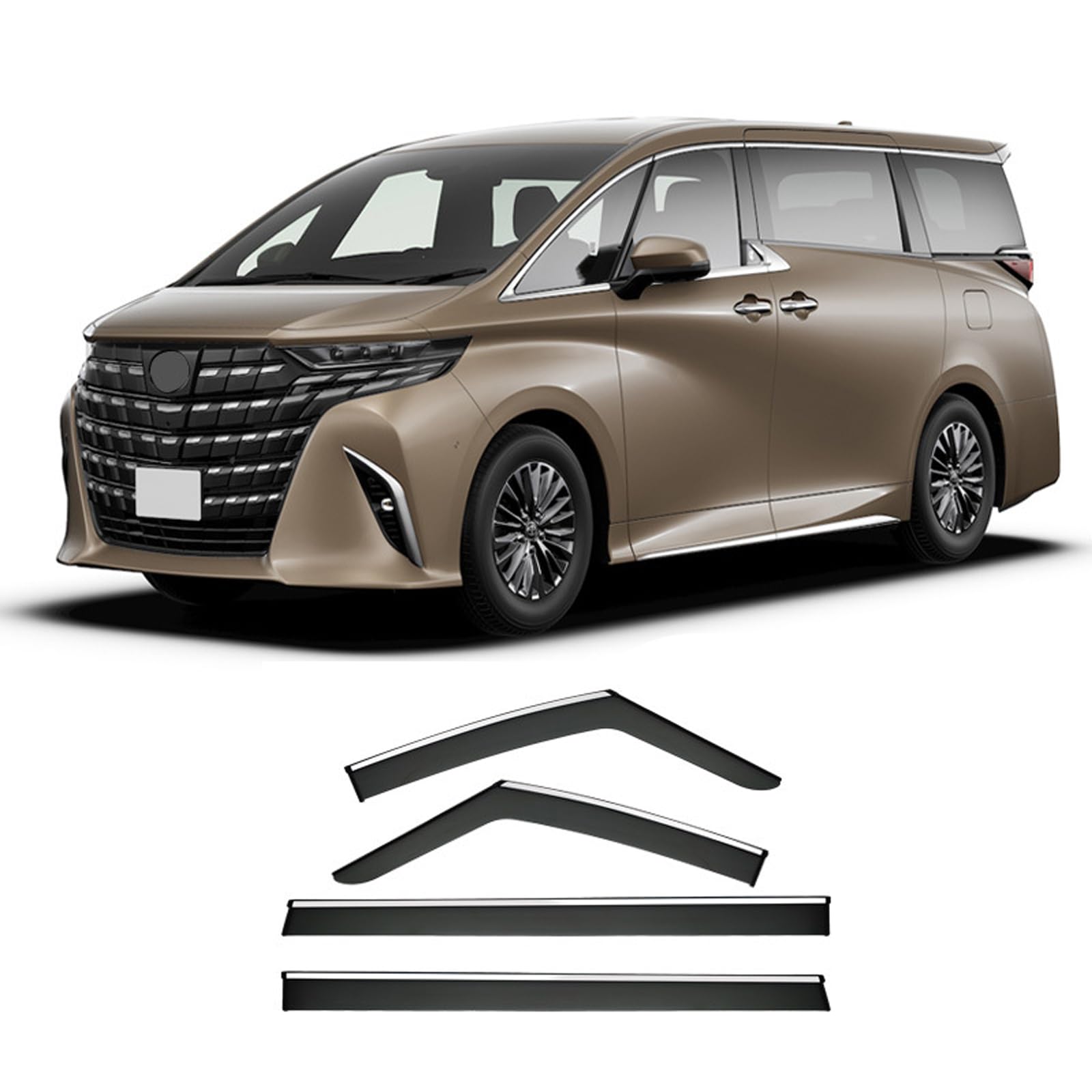 トヨタ アルファード 2024 車用 サイドバイザー 半透明ブラック ドアバイザー 雨よけ カーレインシールド ダブル固定 外装ドレスアップパーツ 4枚セット｜ビッグファーム