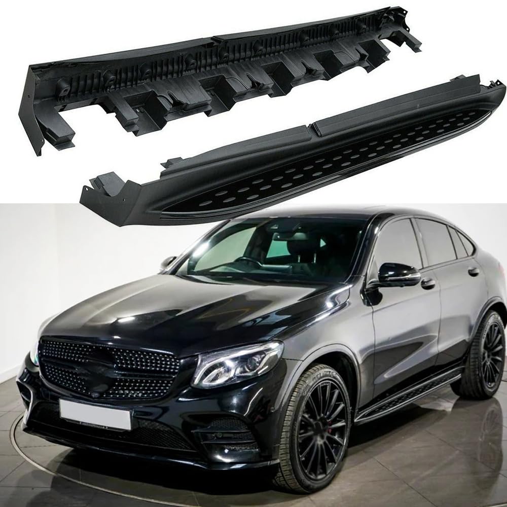メルセデスベンツ GLC X253 2016-2021用 サイドステップ ランニングボード ナーフバー サイドペダル アルミニウム ブラック 2個
