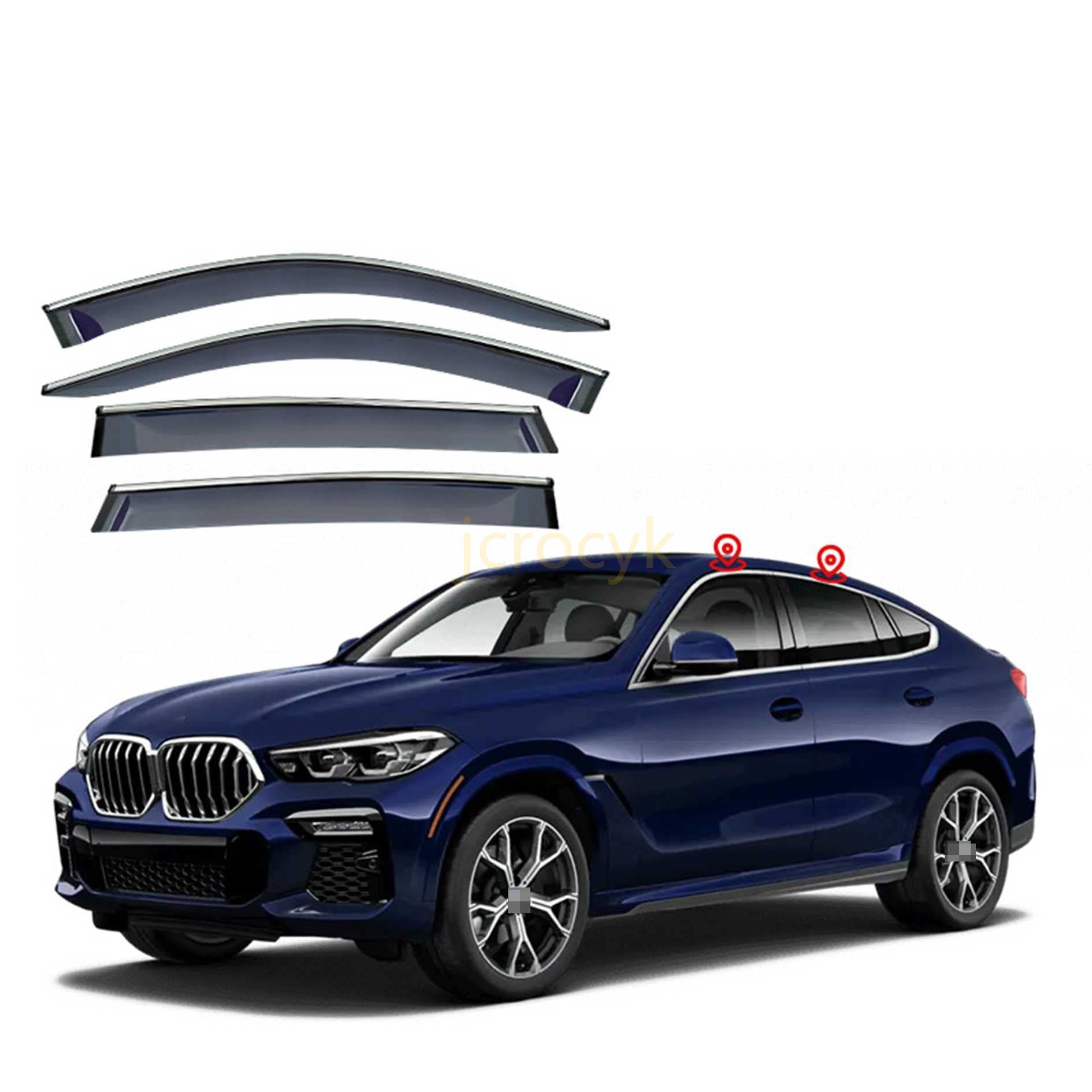 【4枚 】車用サイドバイザー BMW X6 G06 2020+ 専用 ドアバイザー サイドバイザー 車種専用設計 カーレインシールド トリムカバー 半透明ブラック 社外品