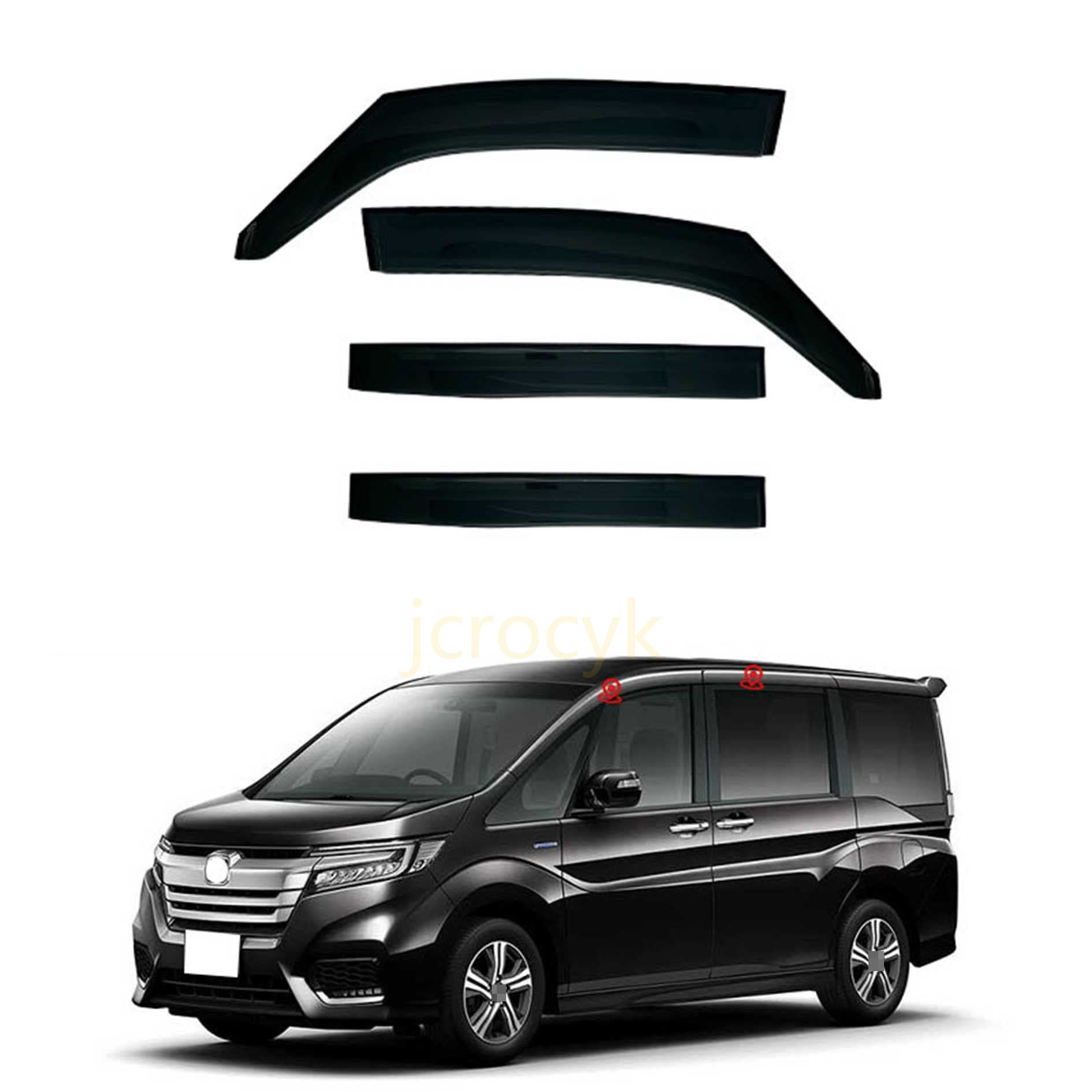 ホンダ ステップワゴン 5代目 RP1/2/3/4/5型（2015.4~2021)サイドバイザー 車種専用ドアバイザー サイドバイザー カーレインシールド トリムカバー 雨除け 換気 ドアバイザー ブラック 社外品 【明るいバーなし 】