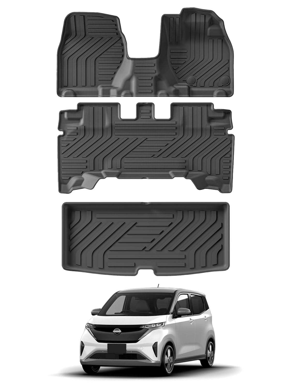 車用 フロアマット 折りたたみ式 日産 サクラ B6AW型 (2022年~) 車種専用設計 3d立体カーマット フロアマット 防水 傷防止 滑り防止 水洗い 折り目なし 折り畳み式 簡単収納 取付簡単
