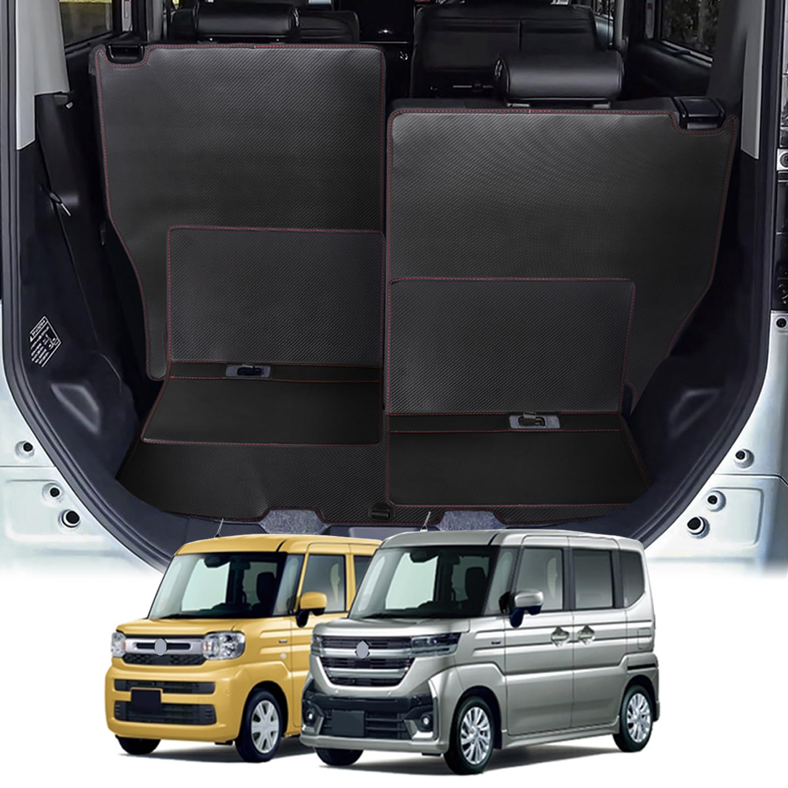 車用 ラゲッジマット カーボン調 レザー 車種専用設計 トランクドア トランク マット カーゴマット ラゲッジカバー 防水 傷防止 滑り防止 水洗い カーボン調 内装パーツ 取付簡単 (スペーシア 54S/94S 23年11月)