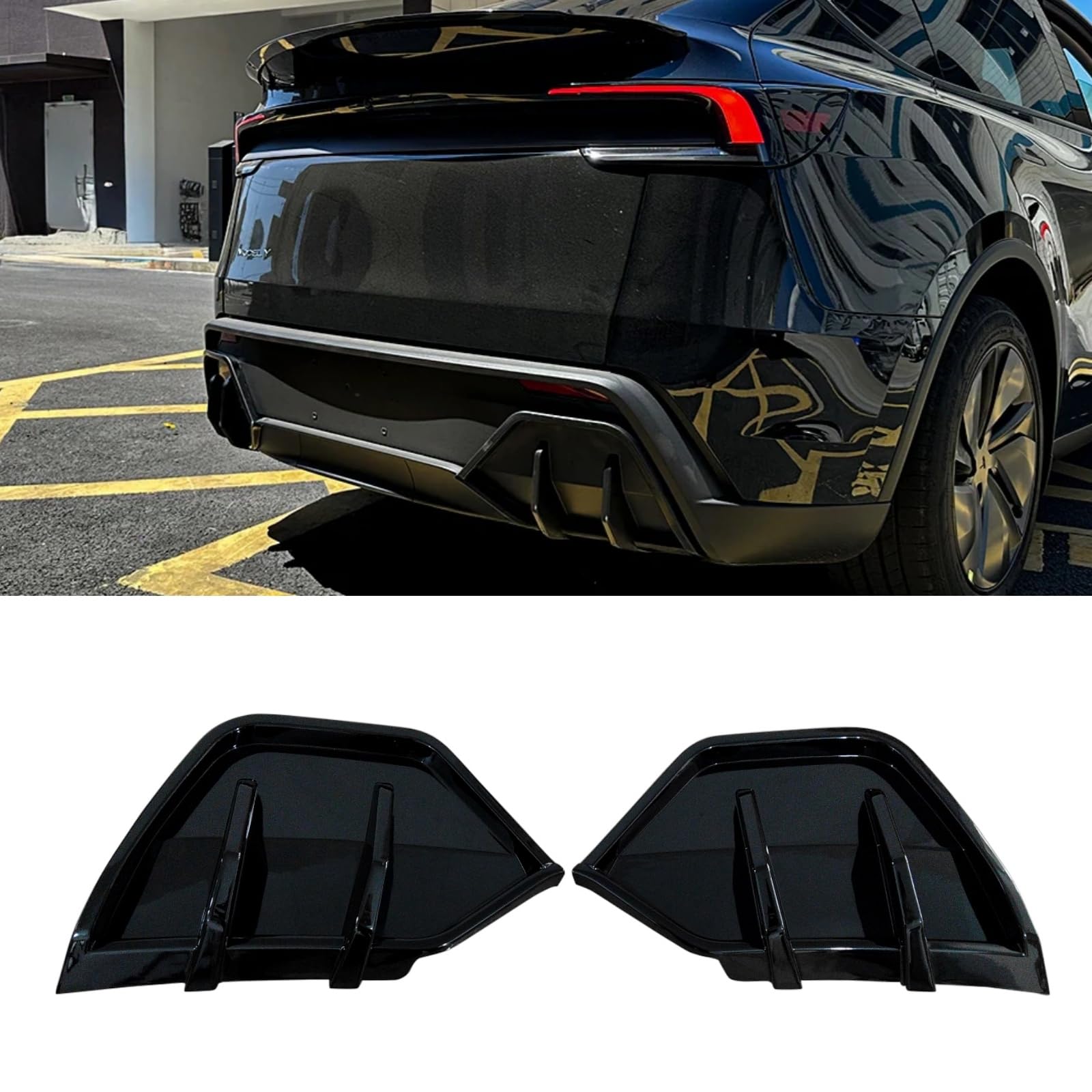 リアディフューザー 2025-2026 テスラ モデルY ジュニパー 車種専用 リアパンバースポイラー ABS 塗装済み 艶あり黒｜ビッグファーム