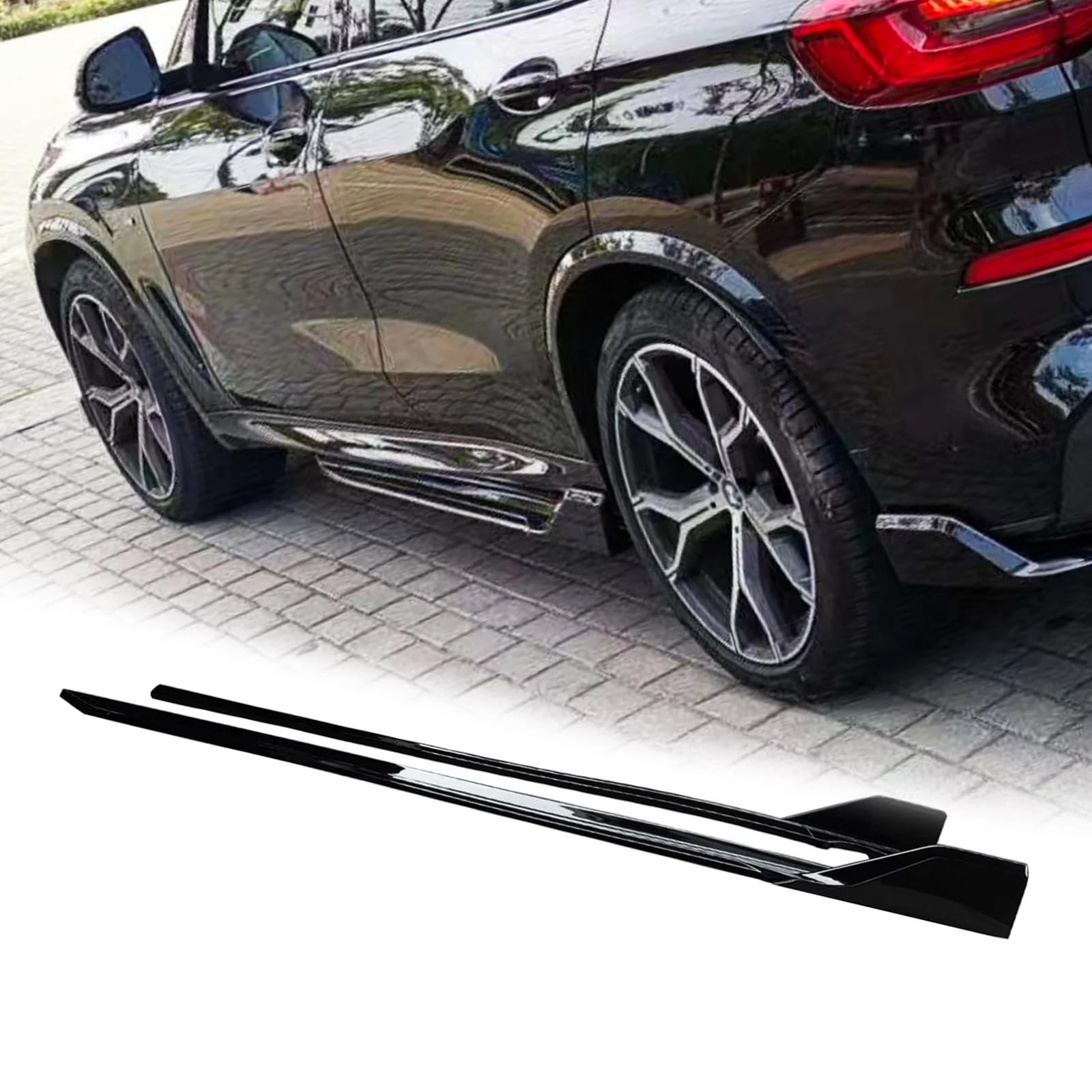 サイドスカート 20192023年 BMW G05 X5 Mスポーツ 用 サイドスポイラー エクステンション ボトムライン 艶あり黒 ABS製 品質 外装パーツ ロッカーパネル 傷防止 サイドカバー アクセサリー｜ビッグファーム