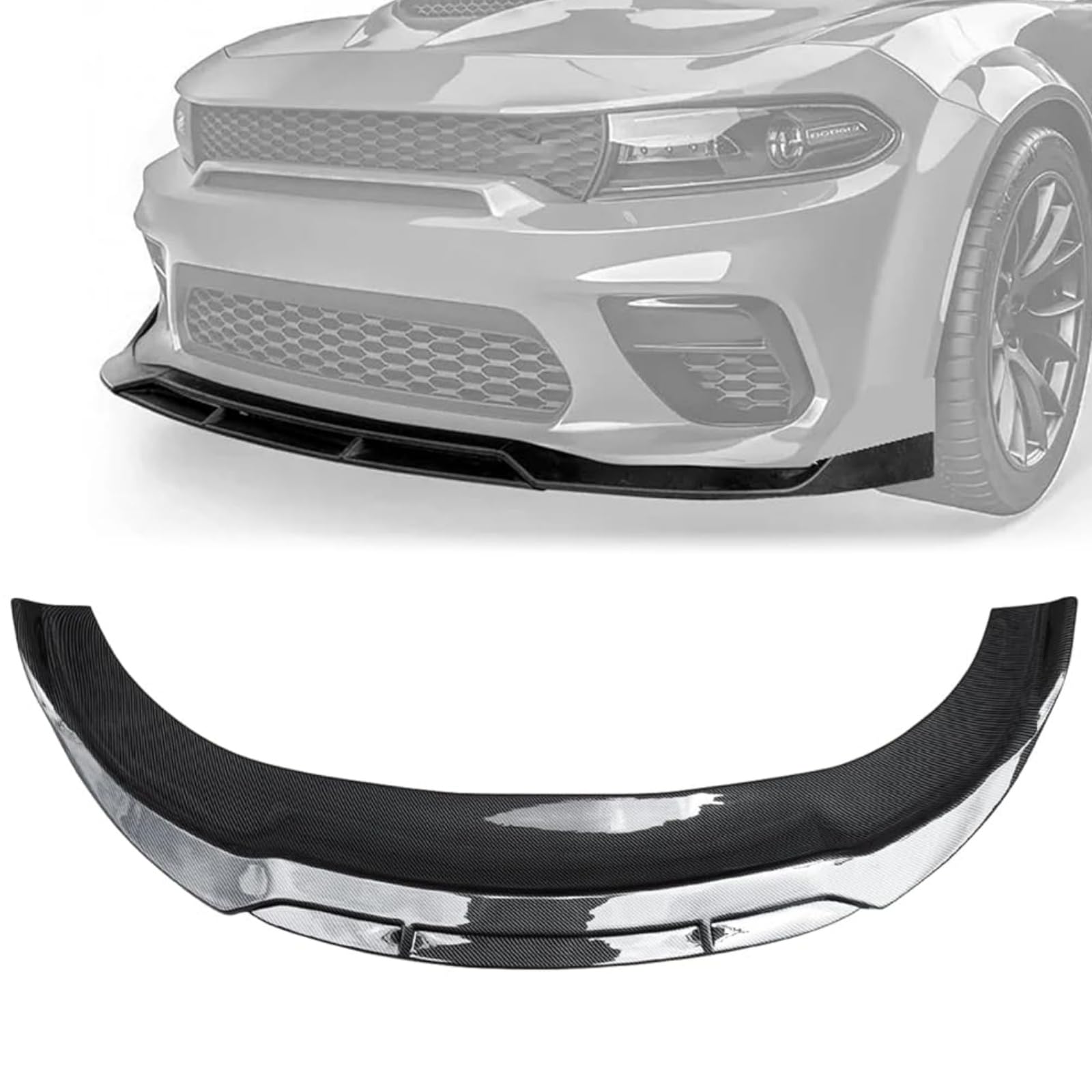 フロントスポイラー 2015-2023 ドッジ ダッジ チャージャー SRT フロントリップ リップスポイラー カーボン調 塗装済み ABS製｜ビッグファーム