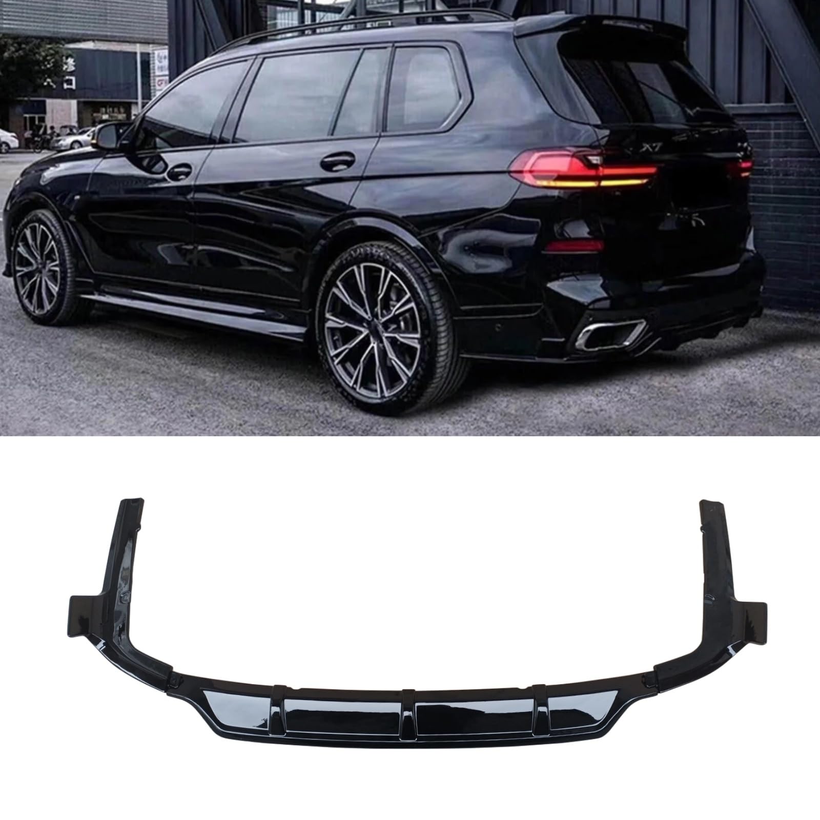 リアディフューザー 2019-2026 bmw x7 g07 mスポーツ リヤバンパー スポイラー リアパンバーディフューザー ABS製 艶あり黒|ビッグファーム