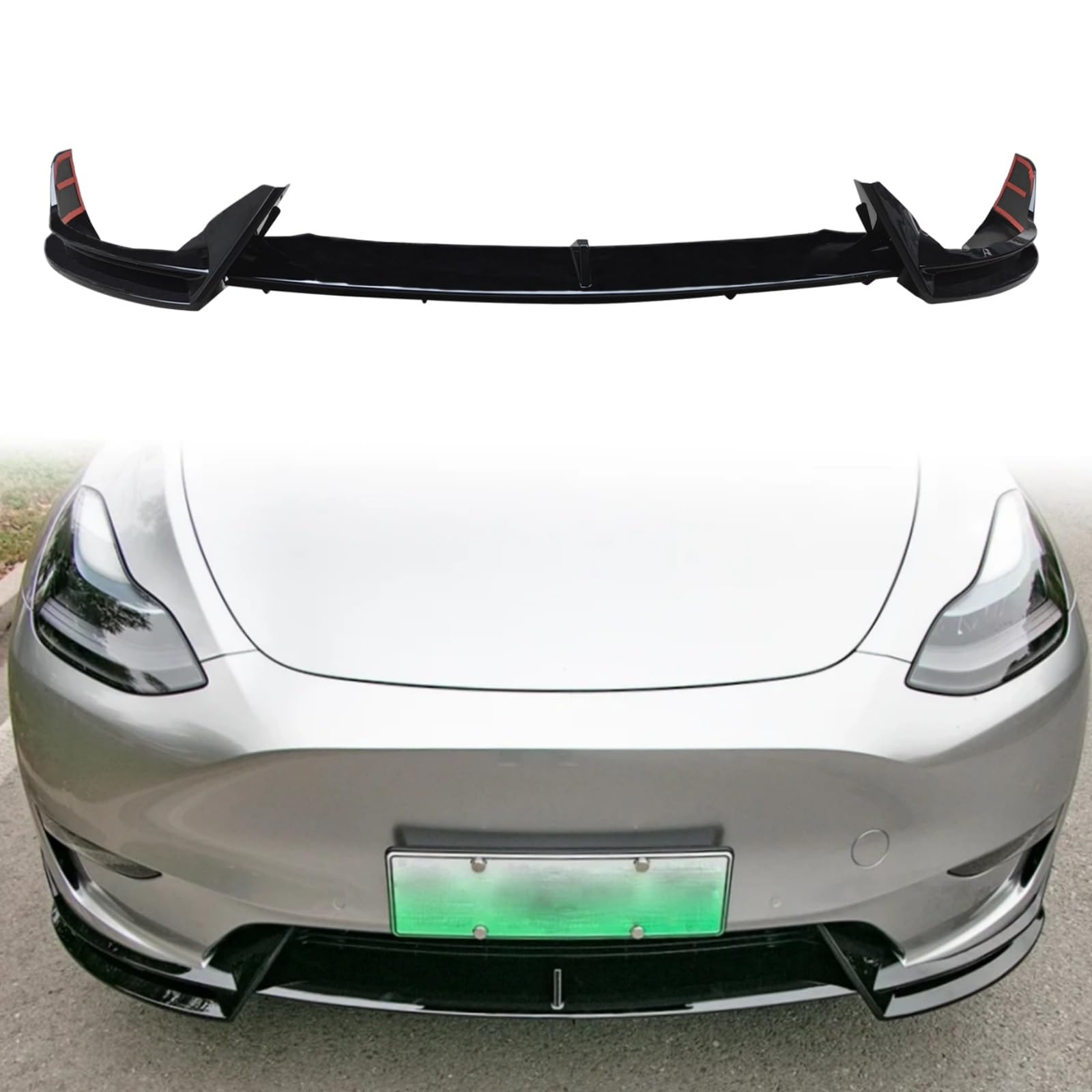 フロントスポイラー 2020-2024 テスラ Model Y フロントリップ リップスポイラー ABS製 塗装済み エアロパーツ 艶あり黒｜ビッグファーム