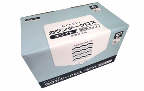 遠藤商事 クレシア 抗菌カウンタークロス 薄手タイプ ホワイト JKL101B (1箱・100枚入)