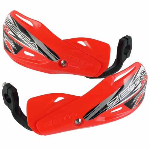 (ジータレーシング) インパクトX3ハンドガード レッド 汎用 ハンドルバークランプタイプ クランプ幅:14mm 泥 飛び石 保護 モトクロス MX レース 角度調整 ダートフリーク Dirtfreak F5440