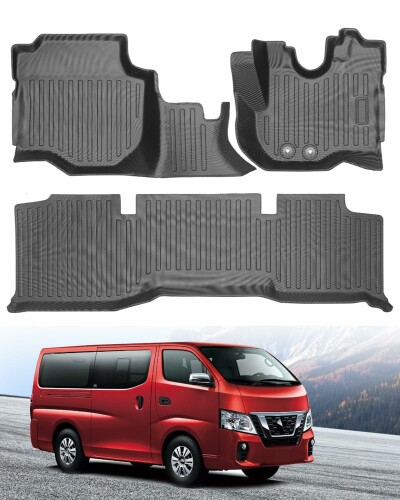 Hawjog ニッサン NV350 キャラバン E26系 専用設計 フロアマット 3D立体カーマット 防水仕様 TPE素材 滑り止め 耐汚れ NISSAN NV350 CARAVAN E26型 プレミアムGX/バン 5人乗り用 セカンドマット付 内装｜ビッグゲート