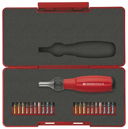 PB SWISS TOOLS ピービースイスツールズ 21点組 6.35差込 スイス連邦手持ち部分 C6・E6ビットつづき物付差替ラチェットドライバーセット ツイはやりっ児 入れもの付 8510.R-30SET