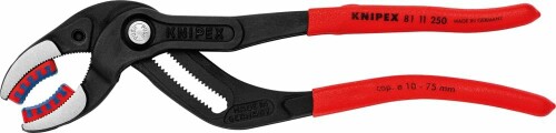 KNIPEX クニペックス 配管ペンチ 全長250粍 プラスティックアゴ付 プラスティックコーティングハンドル 黒防錆厚地の外套 8111-250