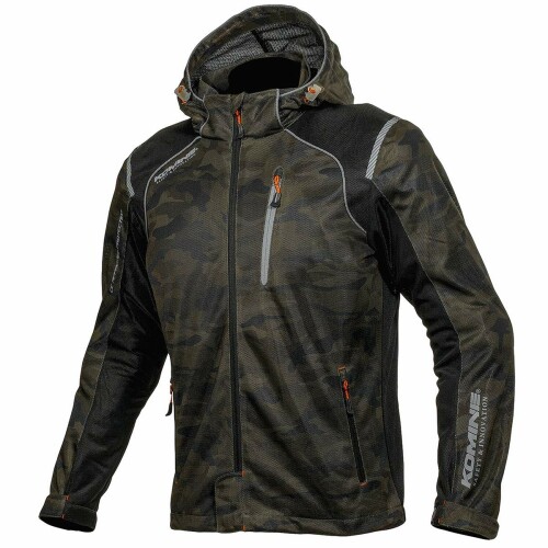 (KOMINE) バイク用 ジャケット プロテクトフルメッシュパーカ JK-135 1212 春夏向け CE規格レベル2 メッシュ素材 プロテクター 07-135 メンズ Camouflage/Black M