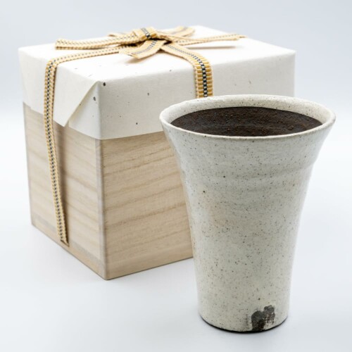 常滑焼 焼酎グラス 白亜〈桐箱入り〉美濃和紙 真田紐 伝統工芸品 ギフトプレゼント 父の日 退職祝い 還暦祝い 海外への贈答品 日本製｜ビッグゲート