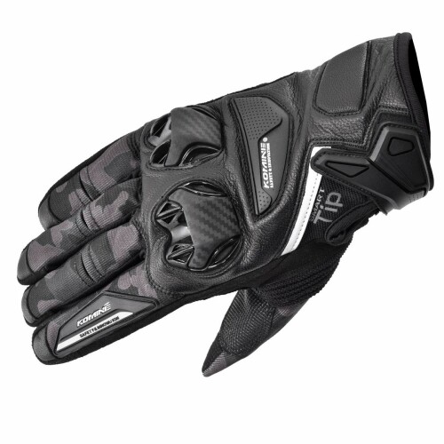 コミネ(KOMINE) バイク用 グローブ プロテクトレザーメッシュグローブ ネオブラックカモ M GK-234 春夏秋向け CE規格 メッシュ素材 プロテクター