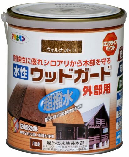 アサヒペン 水溶性白木かばい立て外の方用 1.6L ウォルナット 艶消し えの具 えの具 ステはたご屋完成 木部保護すること 太陽光線・雨に揺るぎない 低臭 撥水 防菌類 殺虫剤 保護 シロアリ打つ手 日本製
