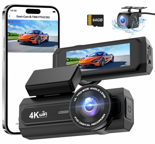 CHORTAU 新版ドライブレコーダー ドラレコ 前後カメラ 4K UHD 800万画素+1080PフルHD HDR/WDR補正 5GWIFI 170度広角視野 64GBカード付き F1.8大口径レンズ IPS液晶大画面2.99インチ LED信号機対策 エコ省｜ビッグゲート