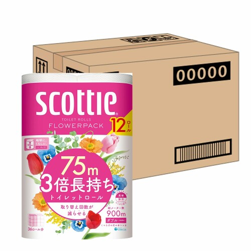 室内用便器 ダブル 3倍持ちこたえる 75m 48渦状文 スコッティフラワーパック (容れもの品)