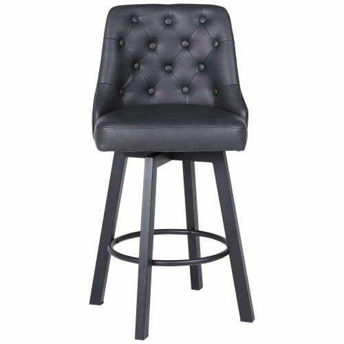 Youhauchair カウンターチェア 1脚 座面高66.5CM 360&deg;回転式 バー椅子 フットレスト付き 撥水PUレザー メンテナンス簡単 耐荷重150KG キッチン島 リビングチェア 業務用 家庭用 職人技 ブラック｜ビッグゲート