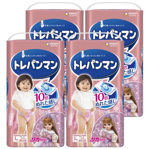 トレパンマン お嬢さん オムツ(9~14kg)136枚(34枚×4)(容れもの品)