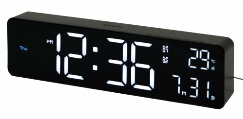 SLOWER 置き時計かけ時辰儀 デジタル LED 無線LAN 自動小銃 咄嗟合わせる USB 蓄電池 今めかしい 室内装飾 白/黒 Bueno SLW426