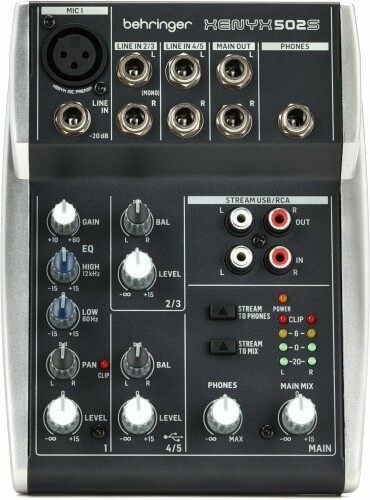 ベリンガー アナログミキサー 5入力 2バスミキサー USBストリーミングオーディオインターフェイス搭載 XENYX 502S